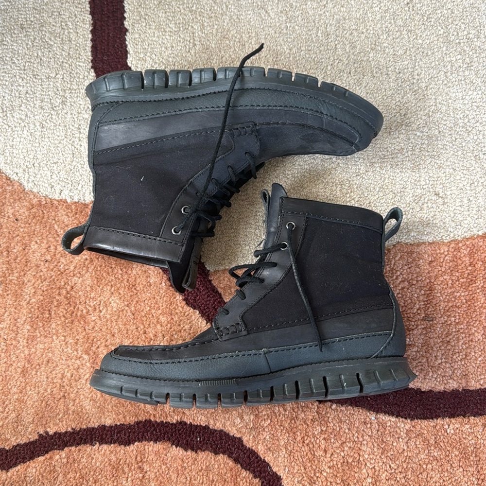 Cole Haan ZeroGrand Ankle Boots - Black Ash Men Sz 8.5 M Leather Lace Up C12990